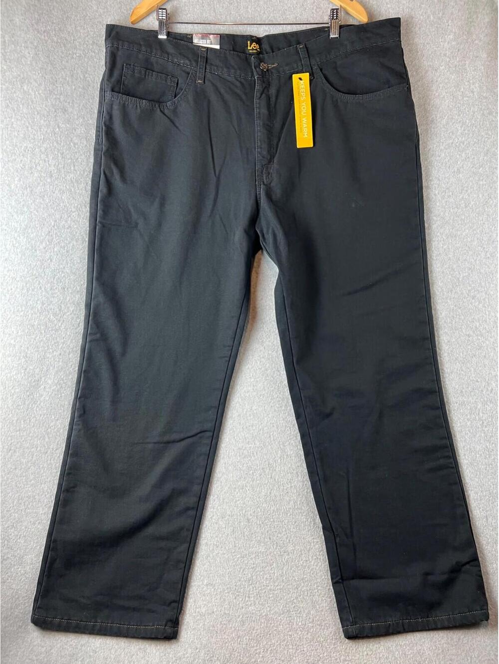 LEE Relaxed Fit Straight Leg Jeans Mens Size 42x 30 black Fleece Lining